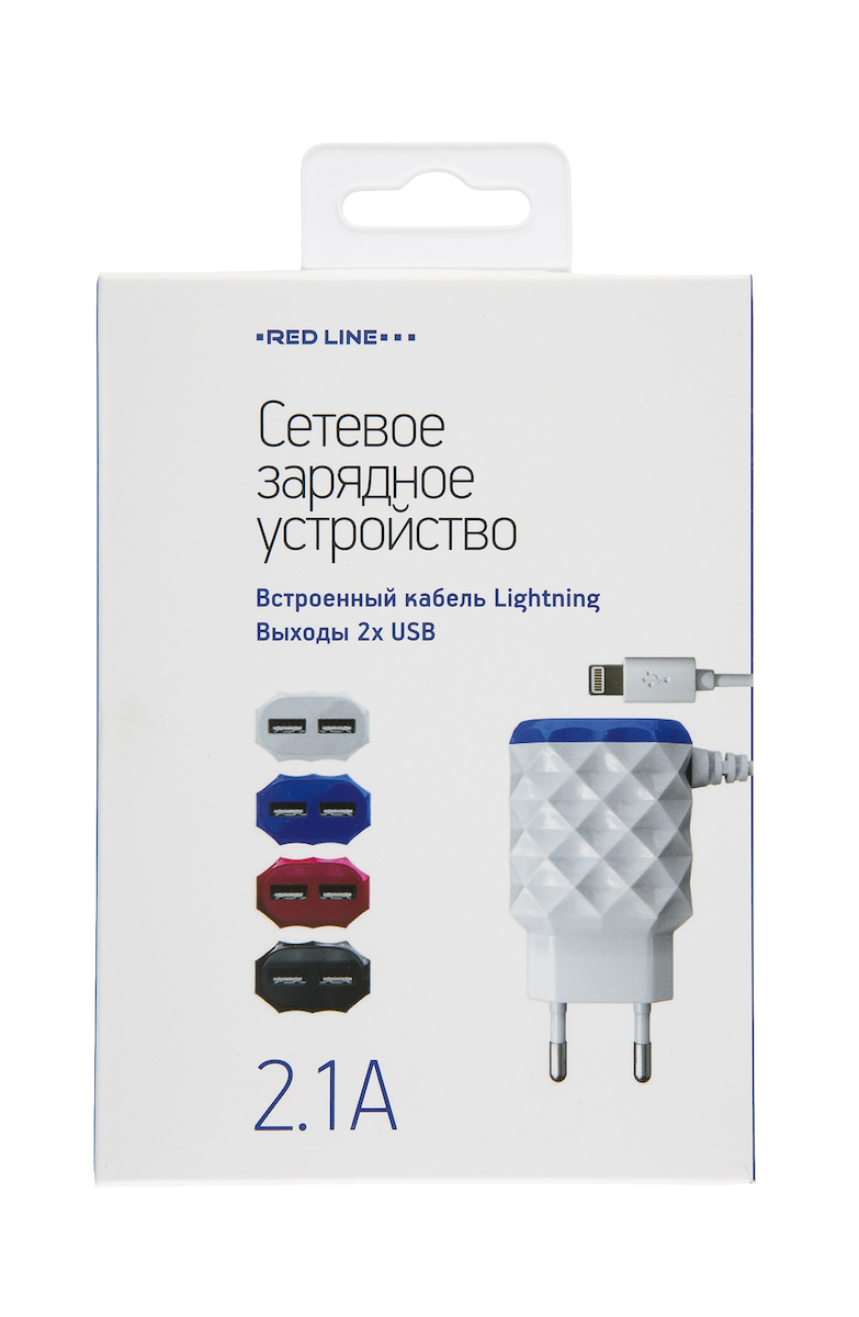 СЗУ Red Line 2 USB+8pin для Apple (модель NC-2.1AC), 2.1A