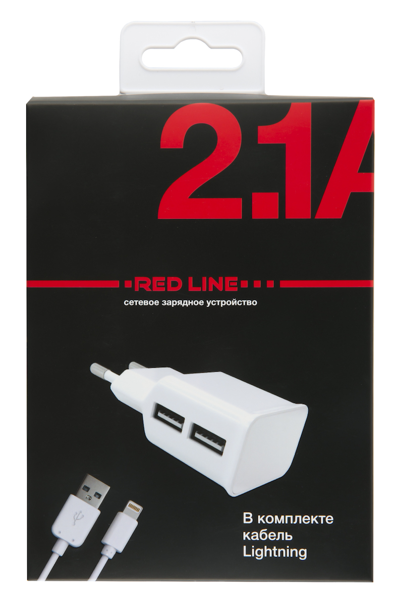 СЗУ Red Line 2 USB (модель NT-2A), 2.1A + кабель 8pin для Apple