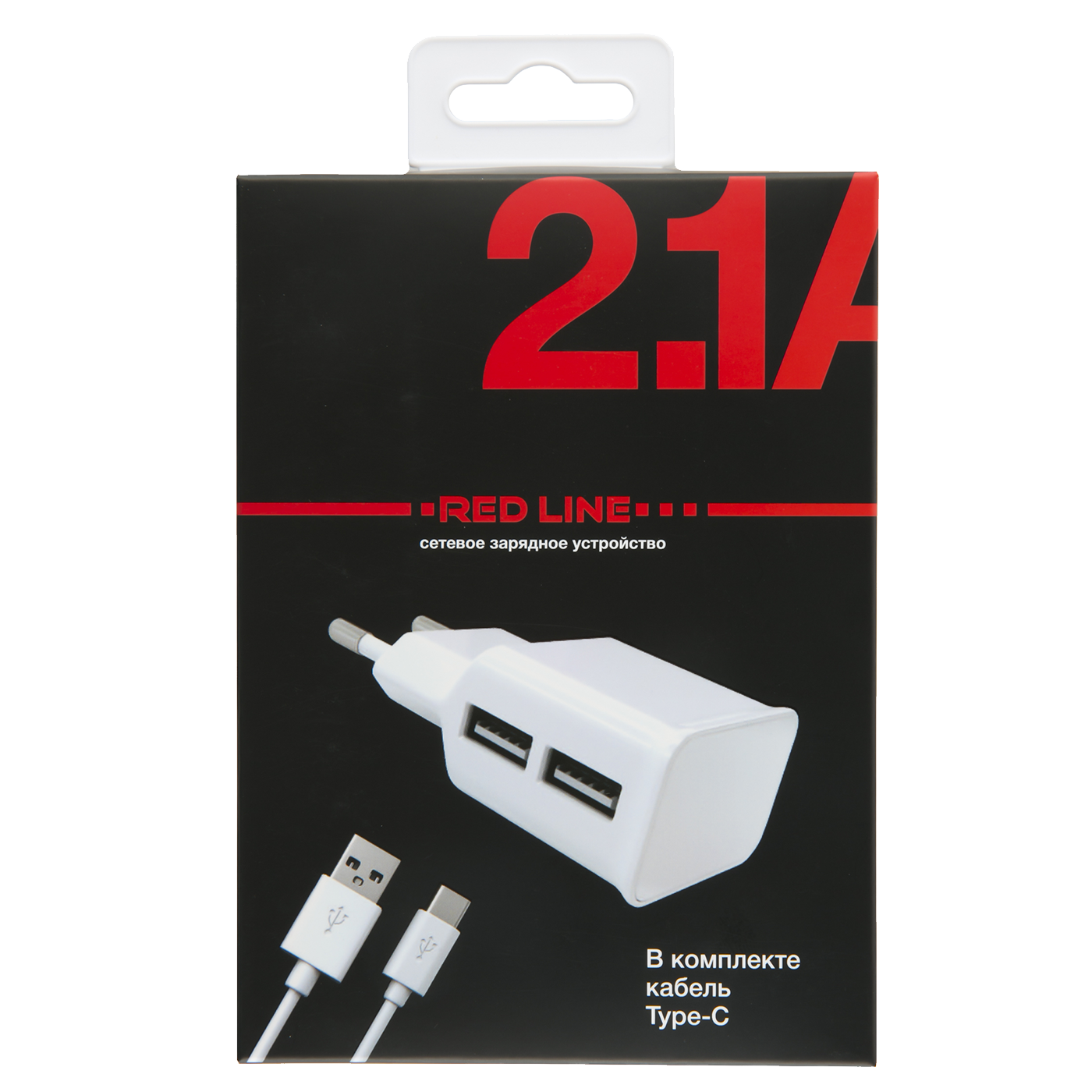 СЗУ Red Line 2 USB (модель NT-2A), 2.1A + кабель Type-C
