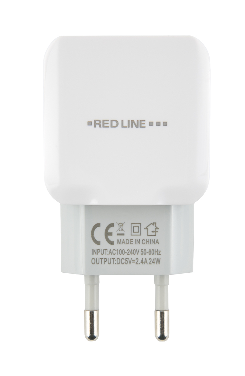 СЗУ Red Line 2 USB (модель NC-2.4A), 2.4A + кабель 8pin для Apple