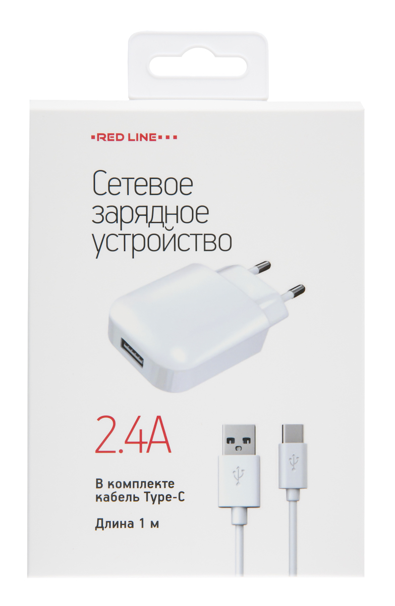 СЗУ Red Line 1 USB (модель NTC-2.4А), 2.4A + кабель Type-C